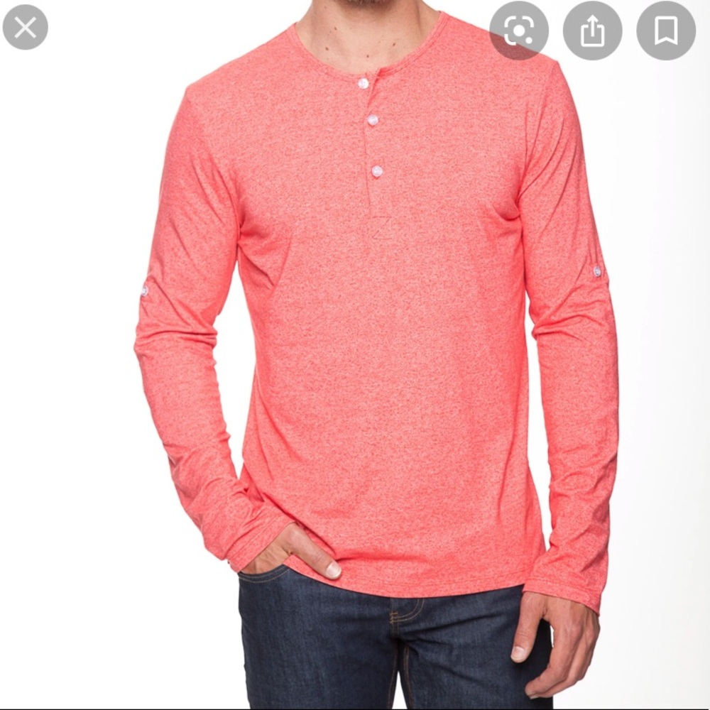 🆕 Mizzen+Main Henley - Peach / Orange - Pink / Coral Color